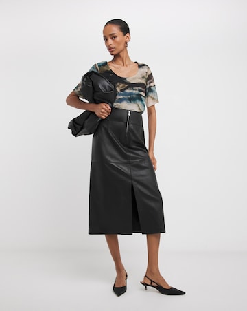 Printed Mesh Half Sleeve Top