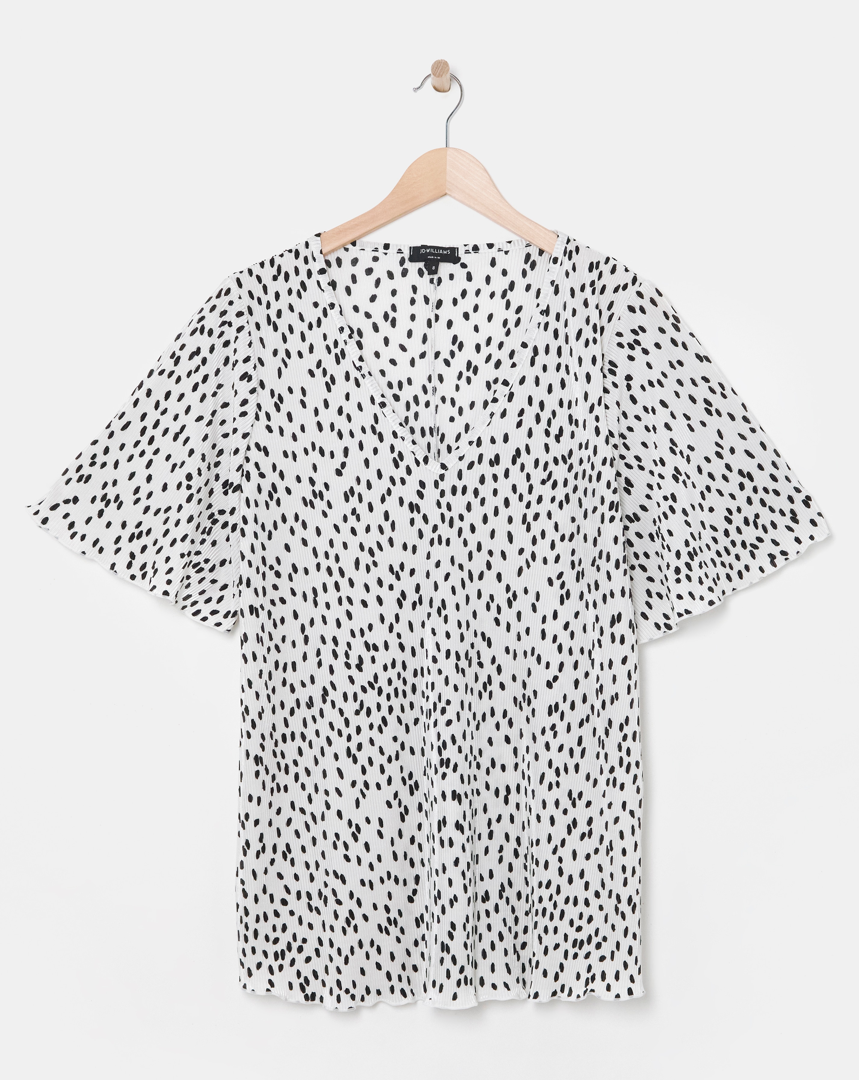 V Neck Plisse Longline Top