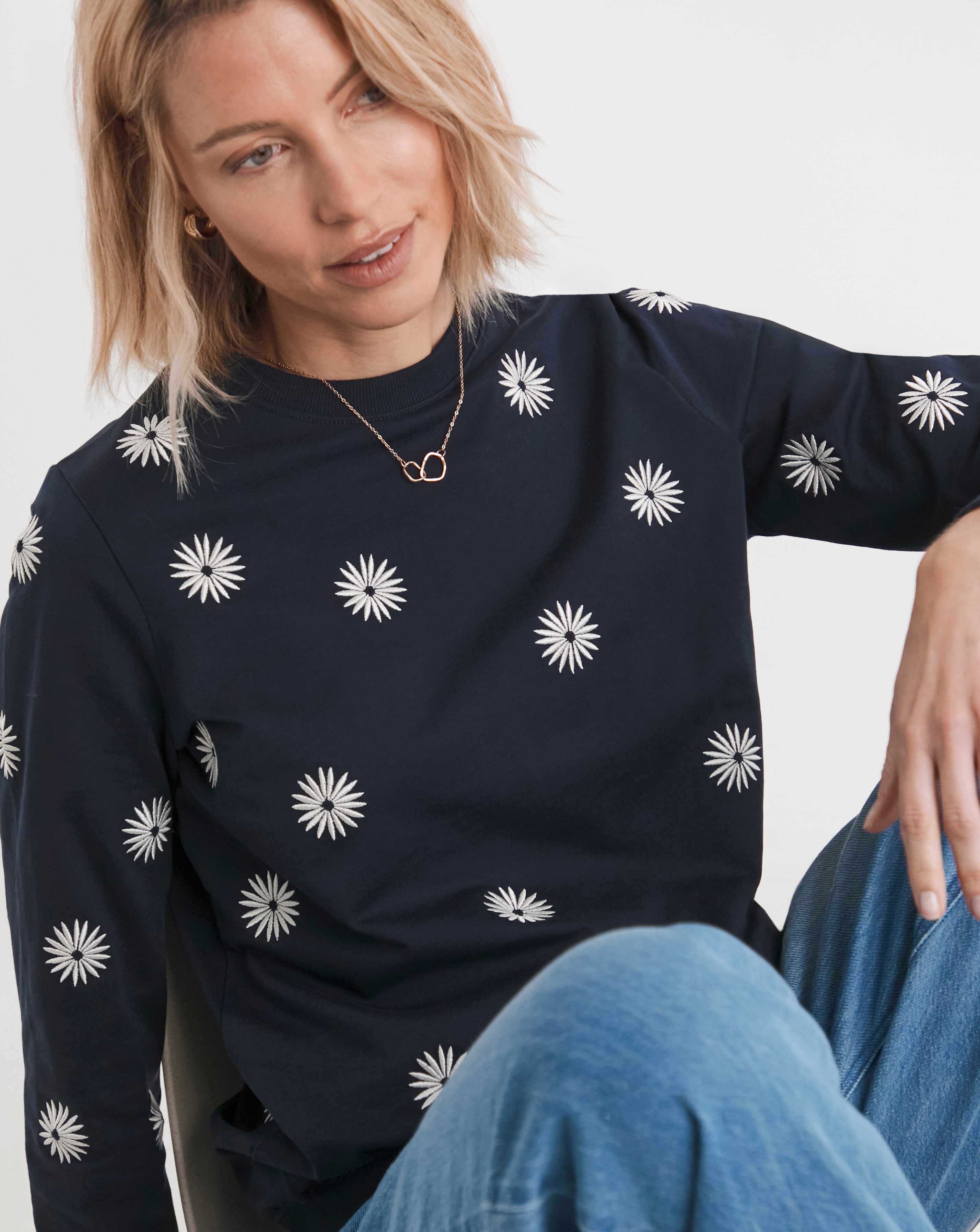 Daisy Embroidered Sweatshirt