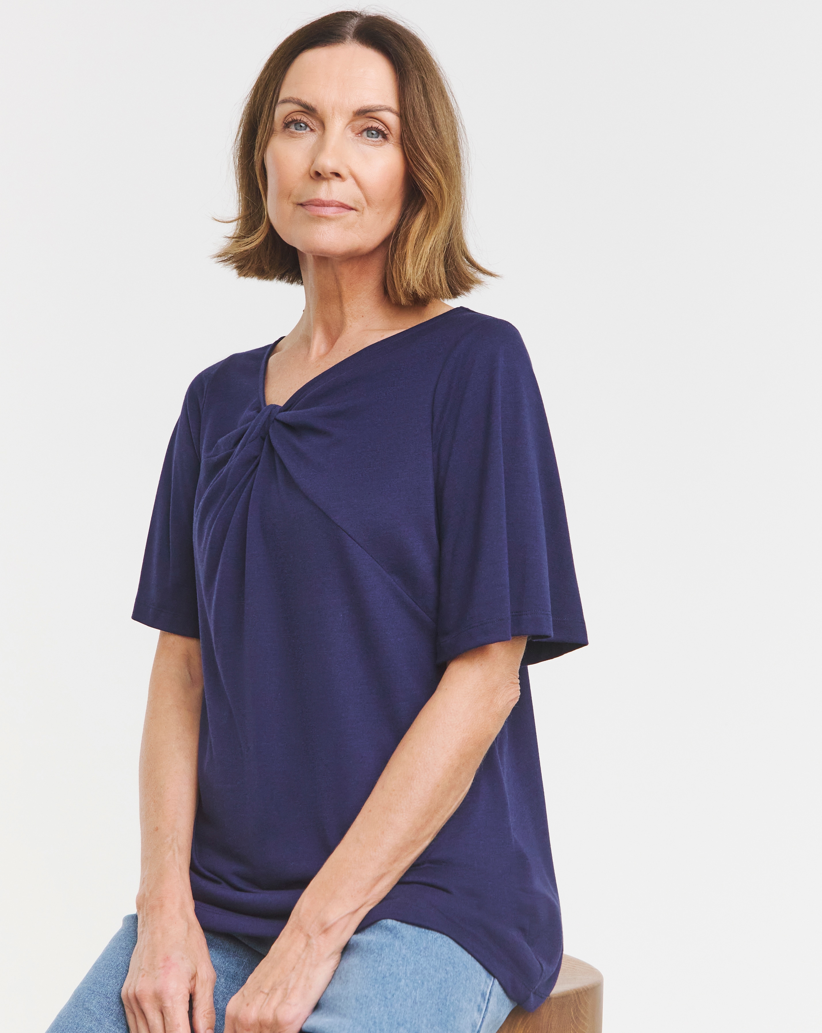 Twist Detail Angel Sleeve Top