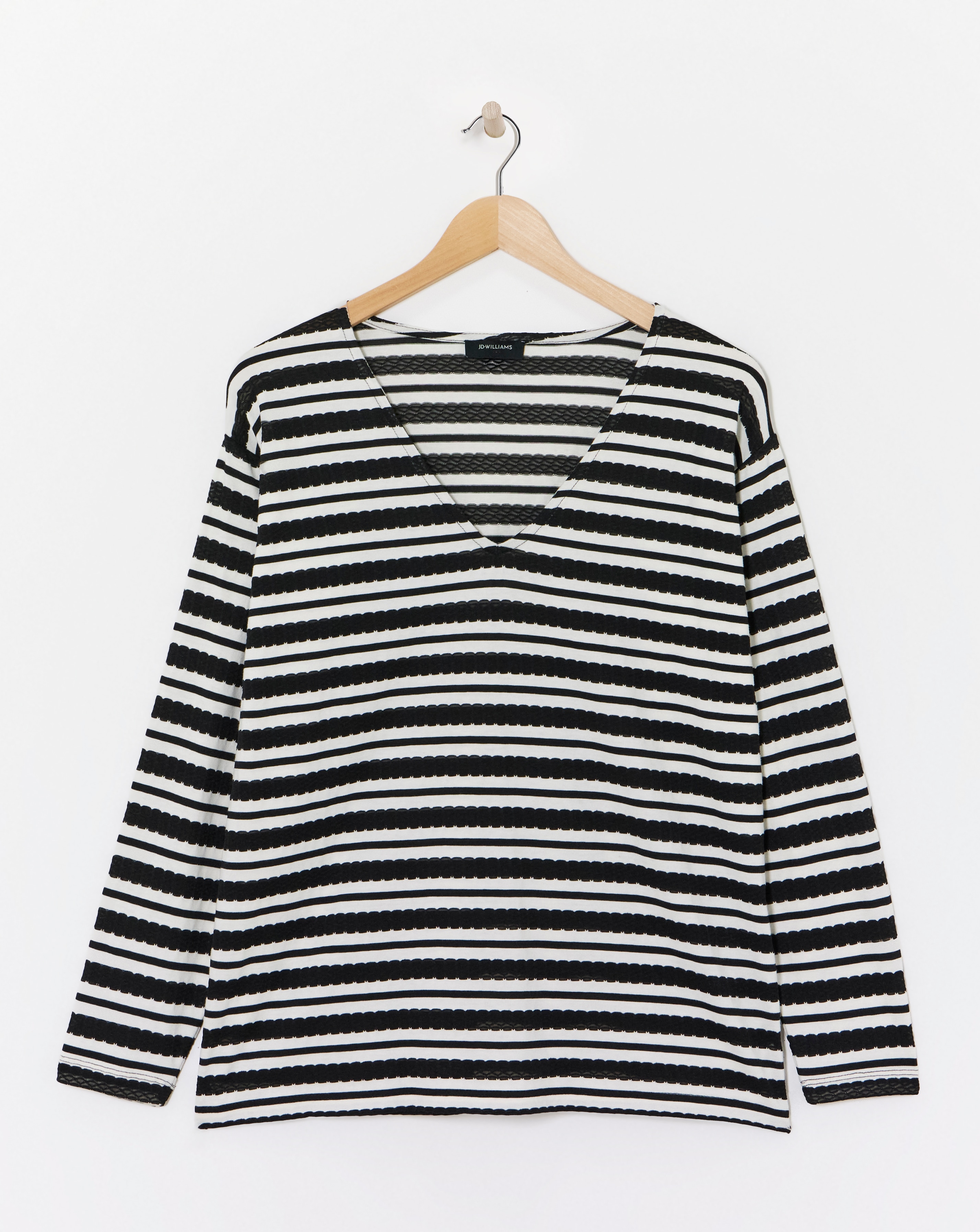 Stripe Long Sleeve V Neck Top