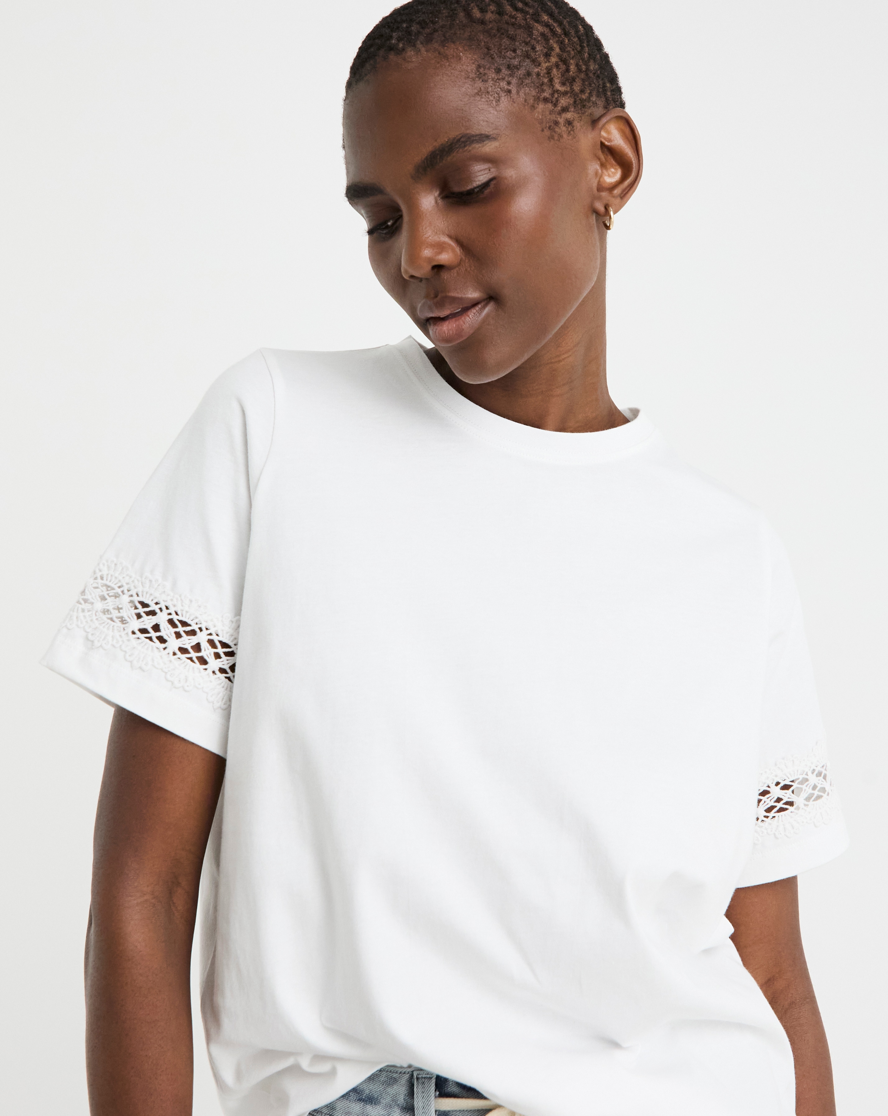 White Lace Insert T-shirt