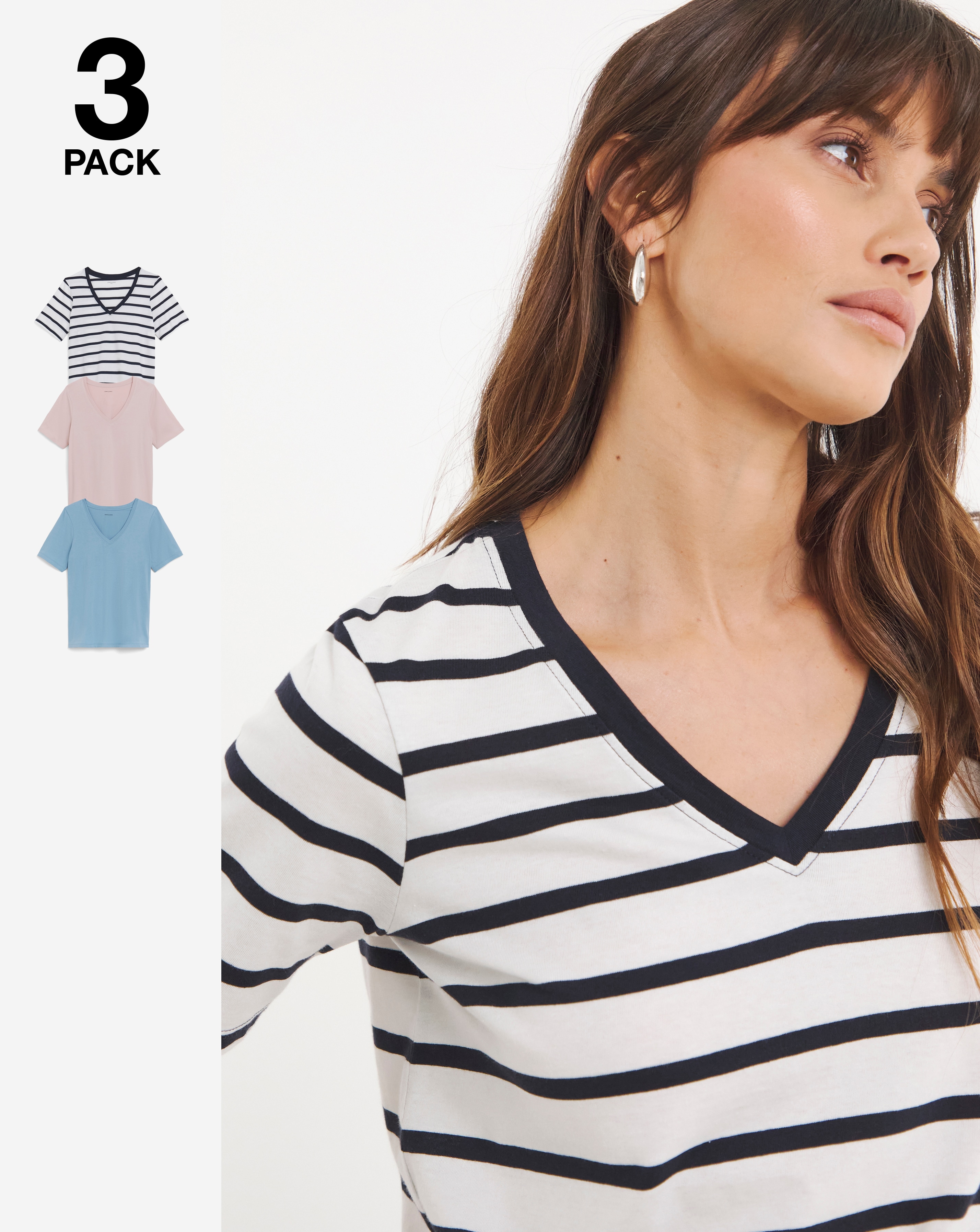 3 Pack V Neck T-shirt