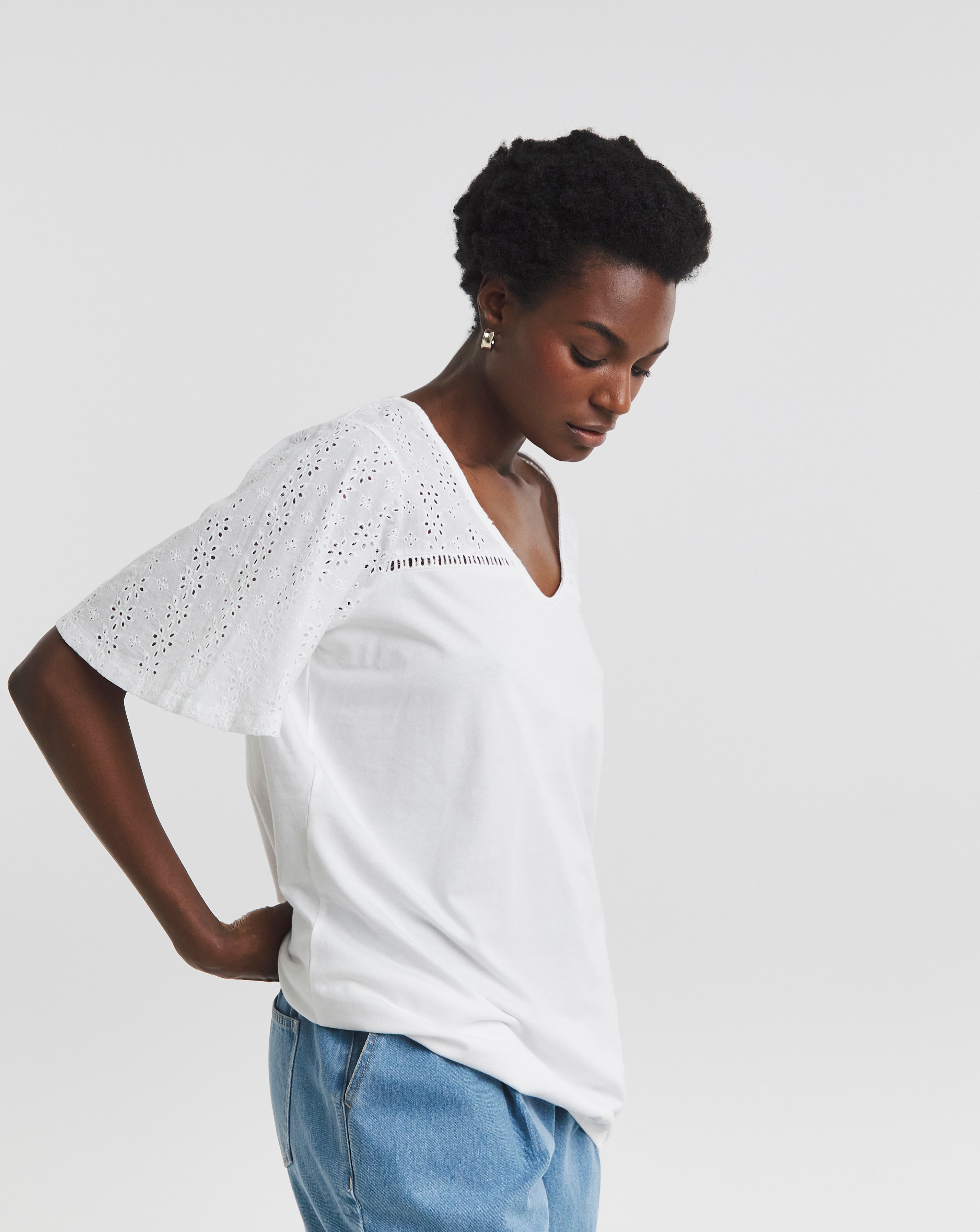 Broderie Bubble Hem Top