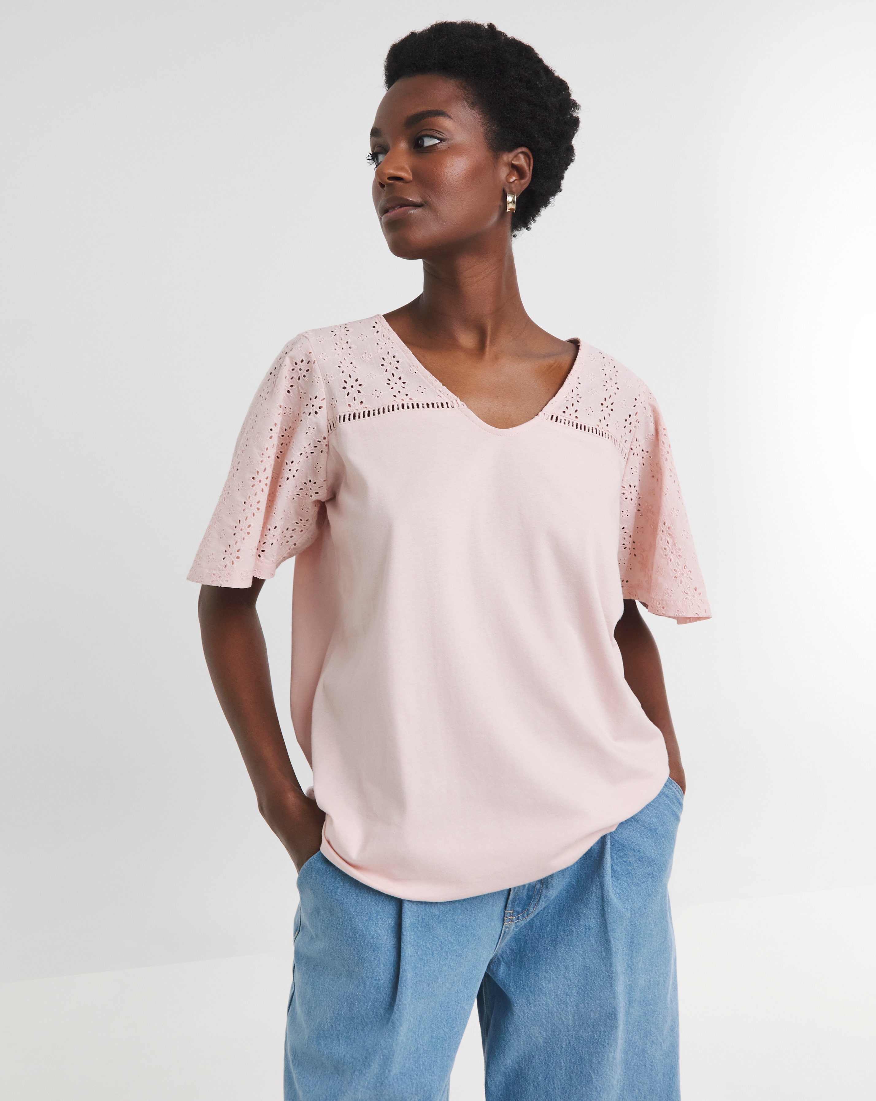 Blush Broderie Bubble Hem Top