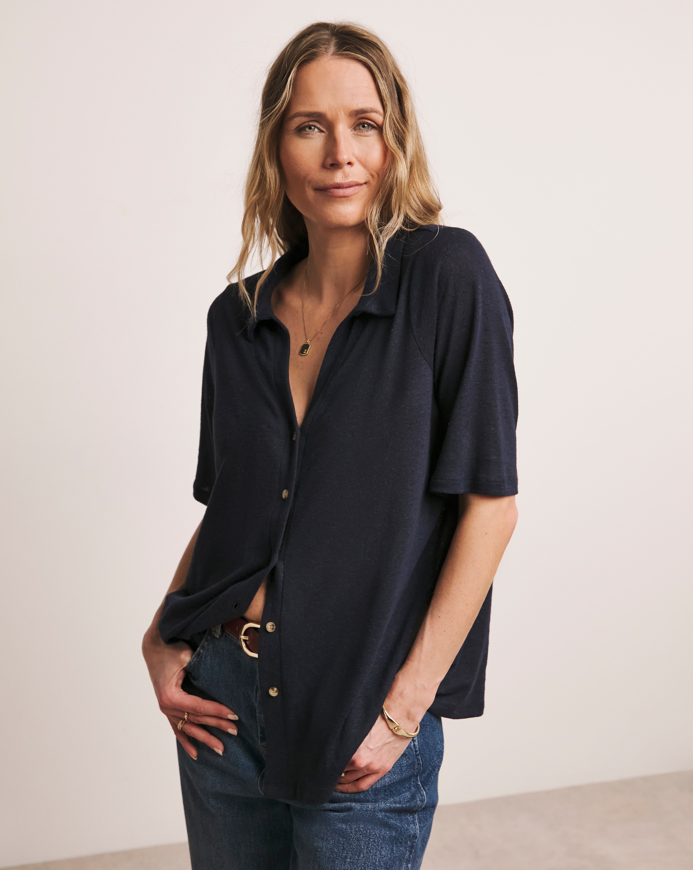 Anthology Button Front Linen Top