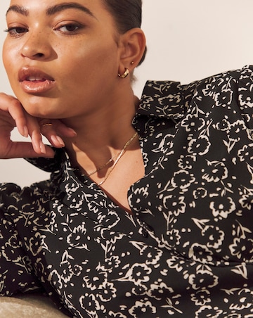 Black Ditsy Floral Culotte Utility Jumpsuit