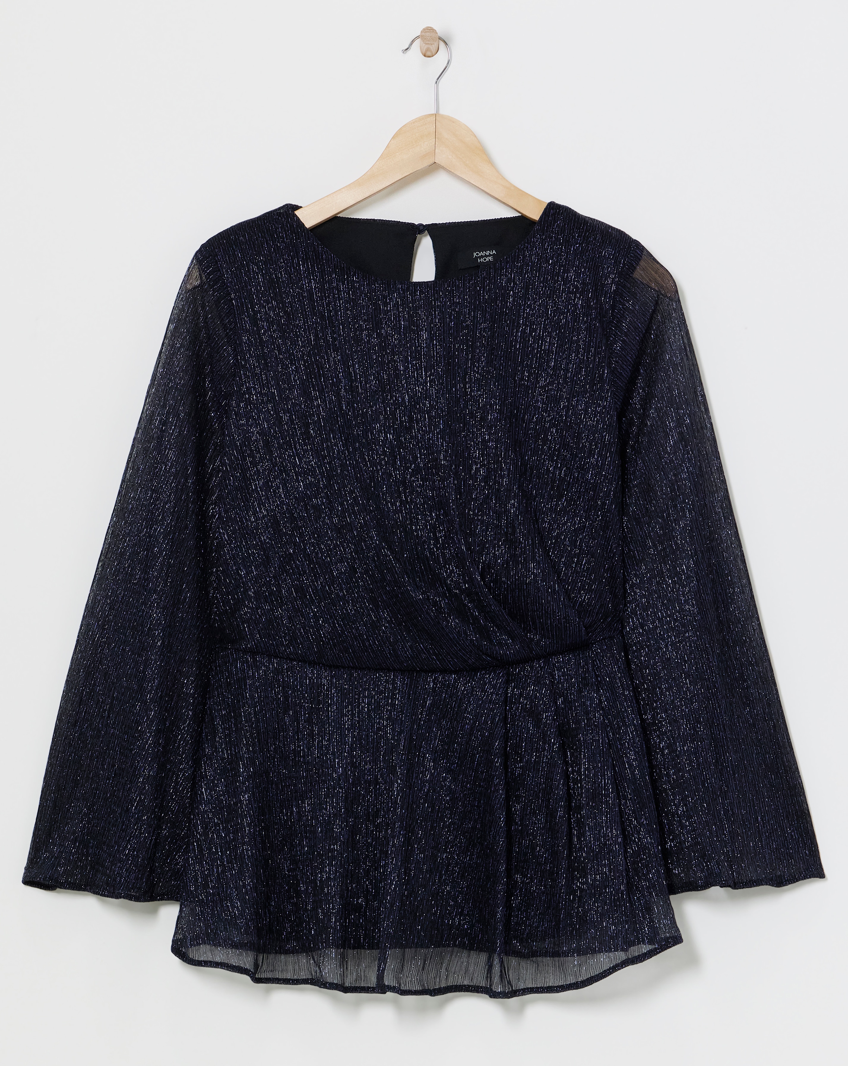 Joanna Hope Wrap Metallic Plisse Blouse