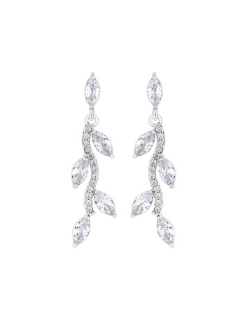 Jon Richard Silver Plated Pave Wave Leaf Drop Earrings