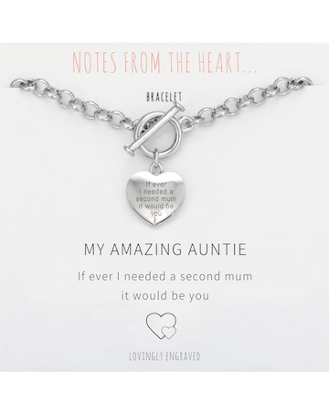 My Amazing Auntie Heart T Bar Bracelet