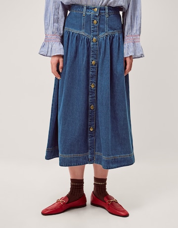 Monsoon Tamsin Button Denim Midi Skirt