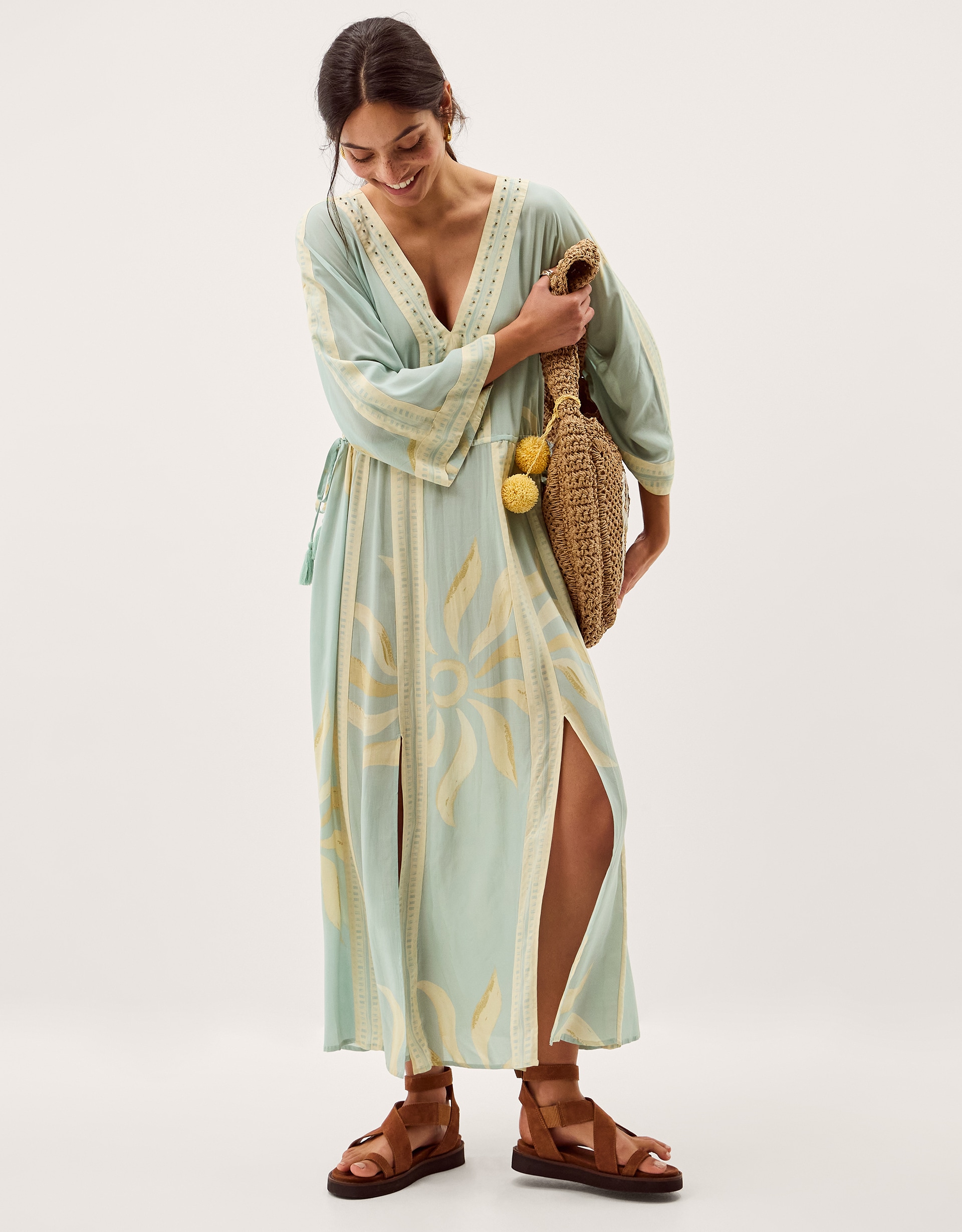 Monsoon Tashie Print Midi Beach Dress