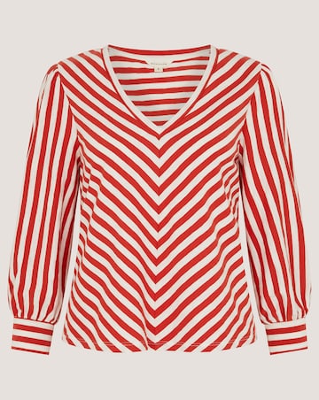 Monsoon Shayla V-Neck Stripe Jersey Top