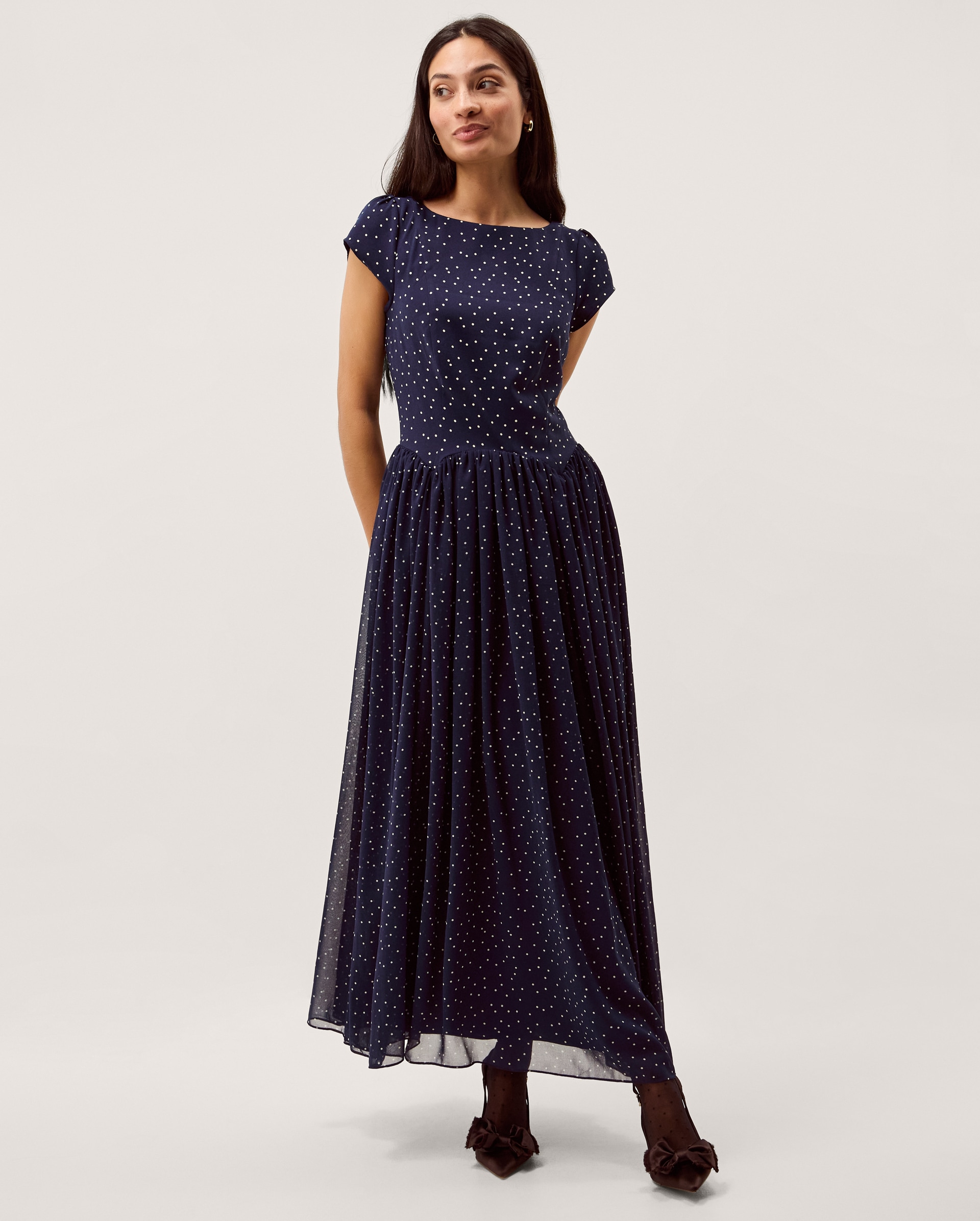 Monsoon Caitie Polka Dot Midi Dress