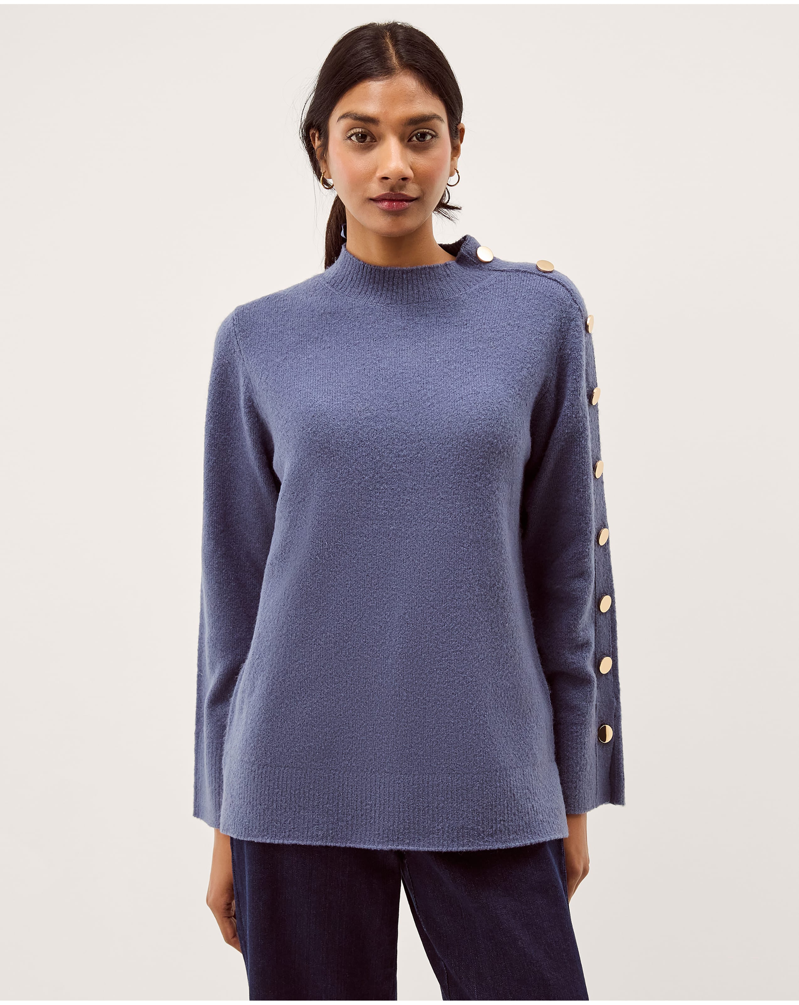 Monsoon Breda Funnel Neck Button Jumper
