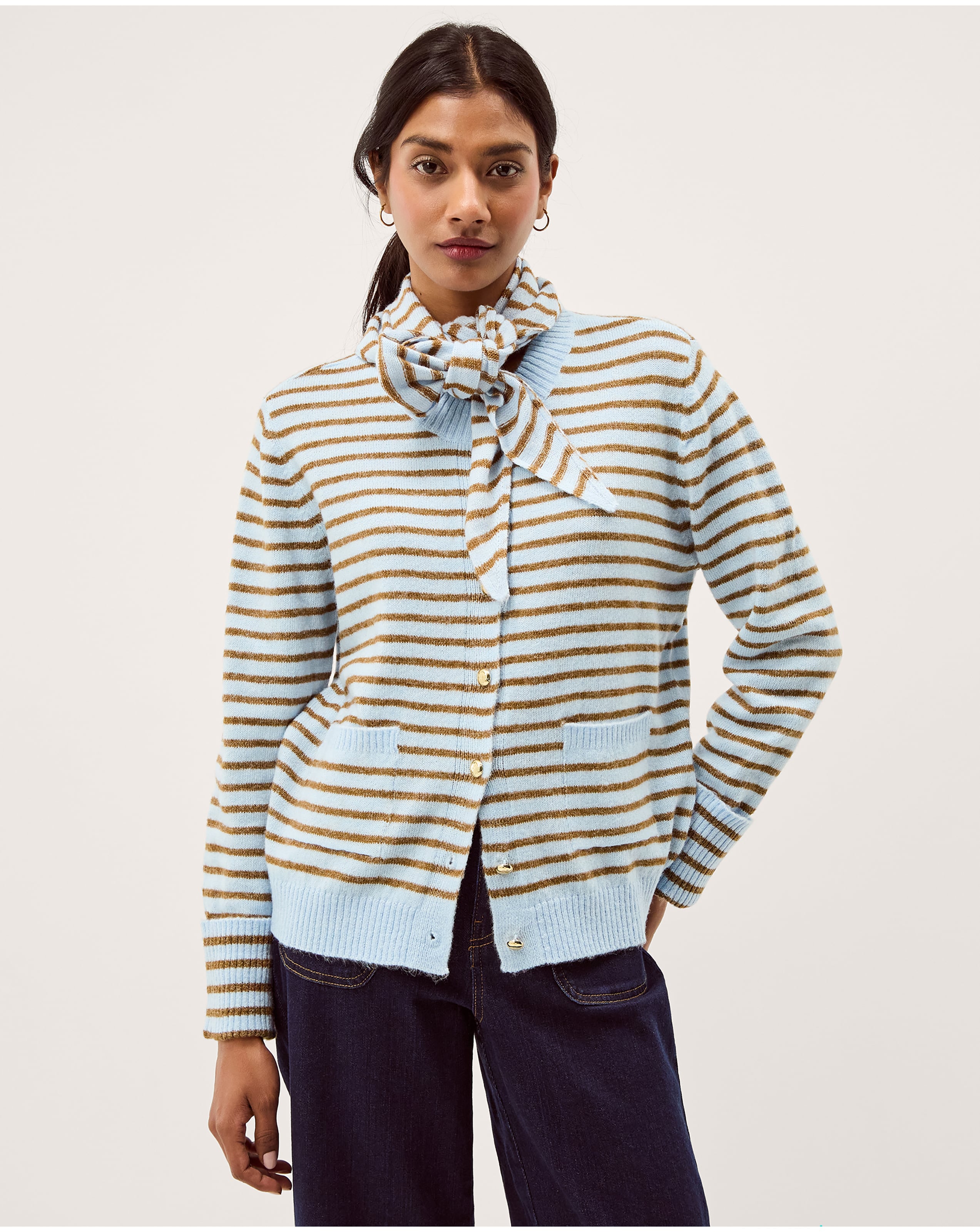 Monsoon Stripe Cardigan & Scarf