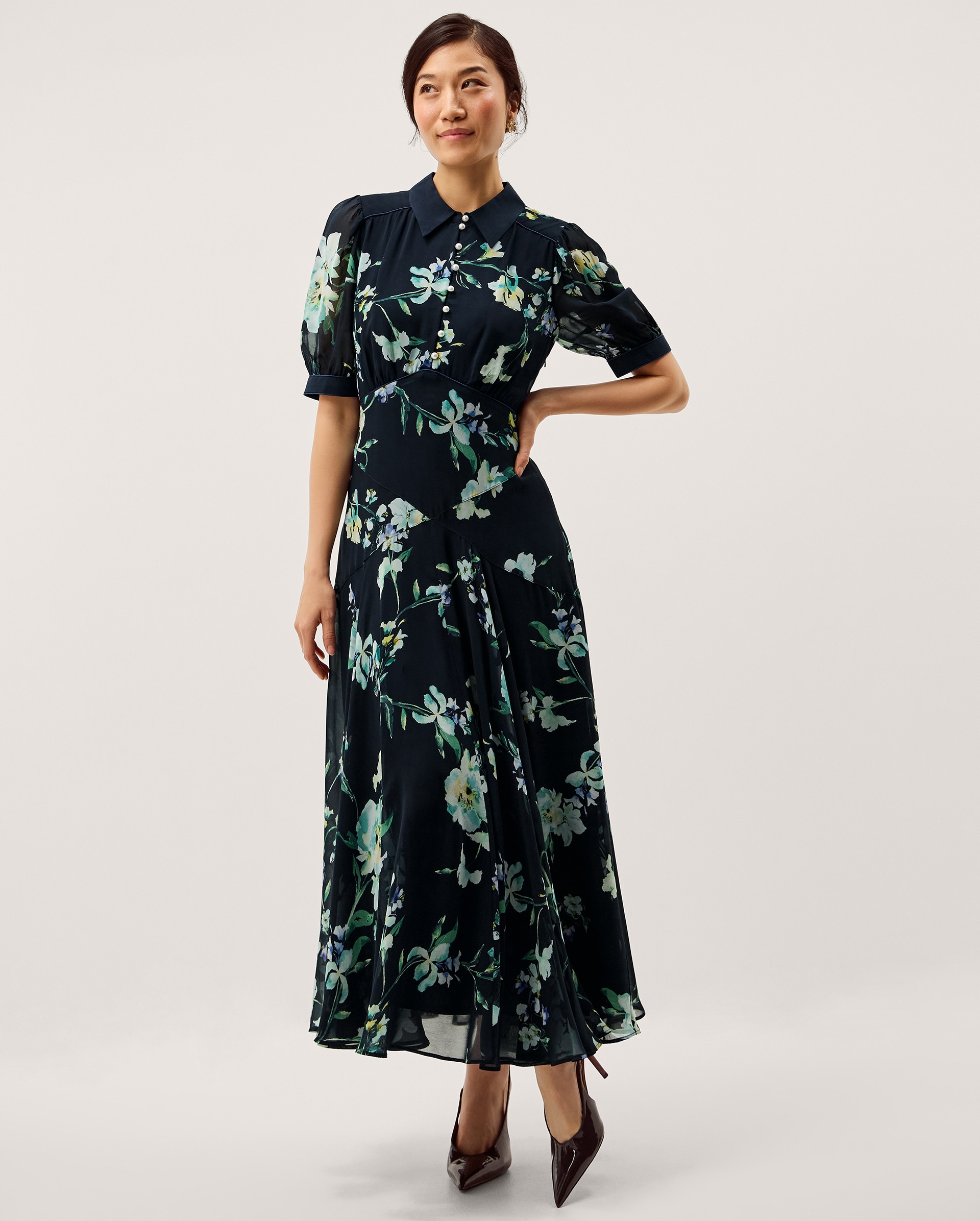 New In - Monsoon Lilwen Floral Midi Tea Dress