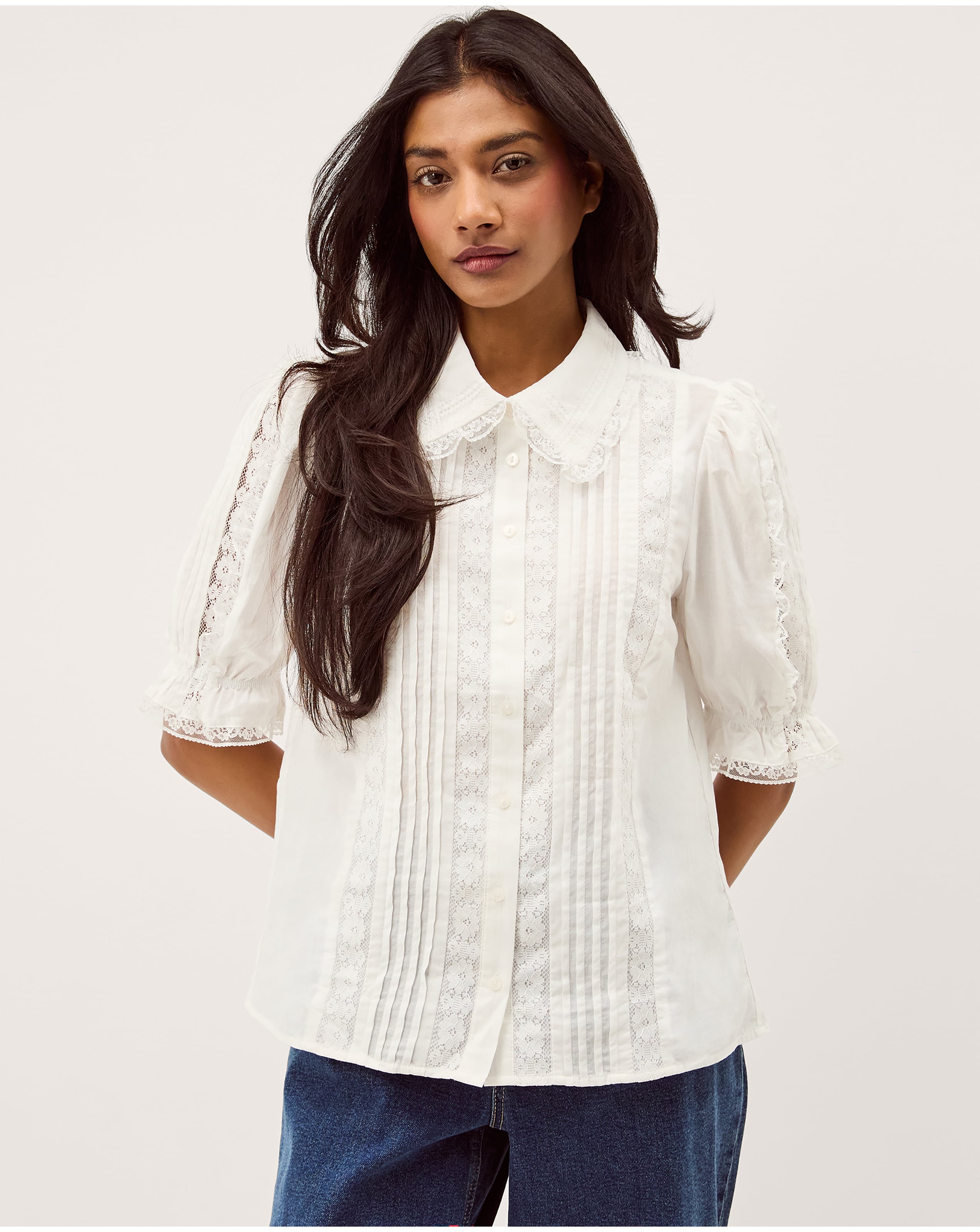 New In - Monsoon Annette Puff Sleeve Lace Shirt