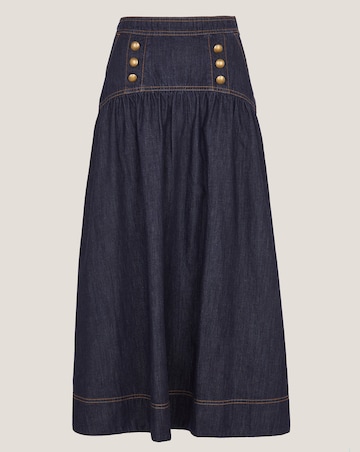Monsoon Lucy Button Denim Midi Skirt