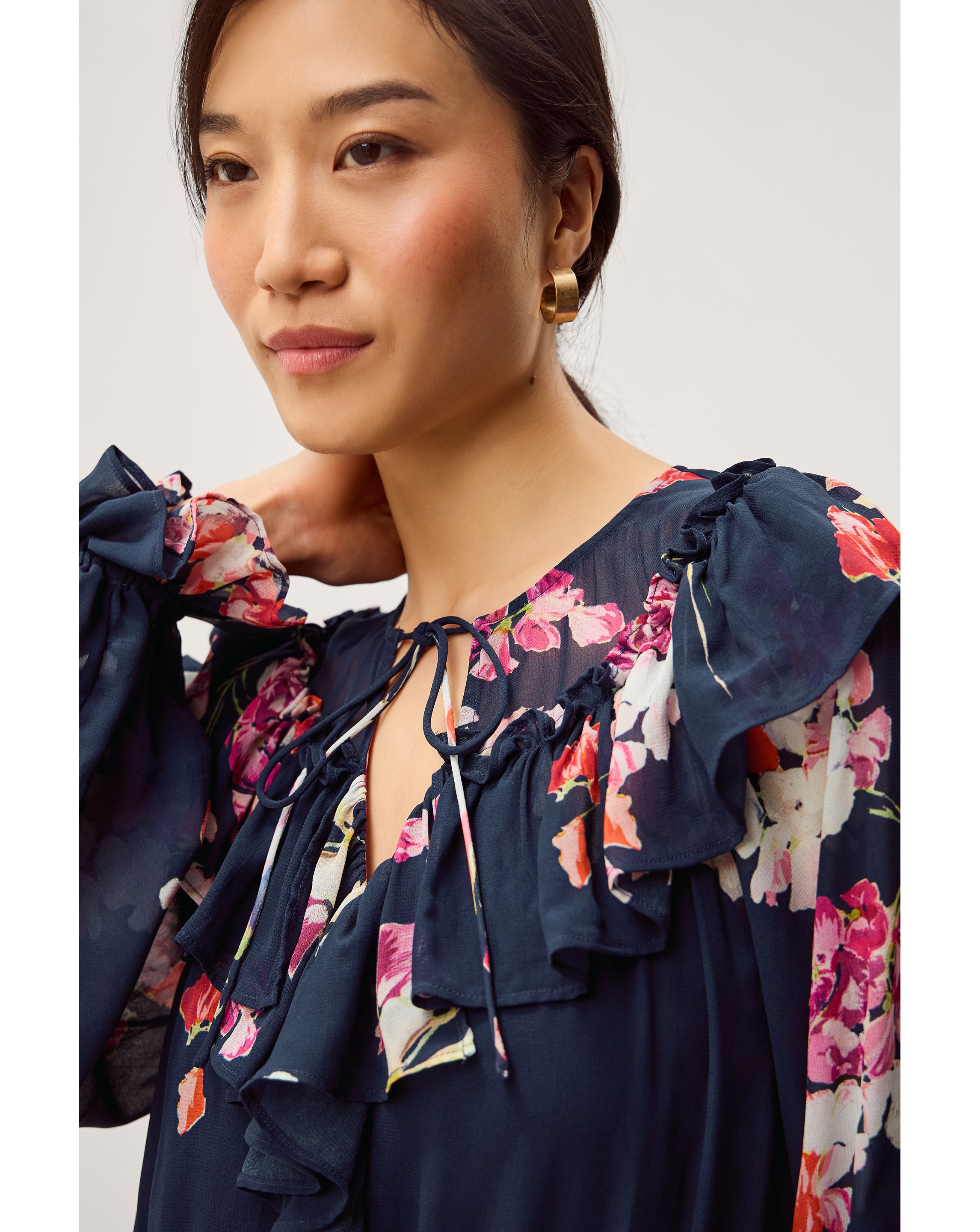 Monsoon Amber Floral Ruffle Maxi Dress | Ambrose Wilson