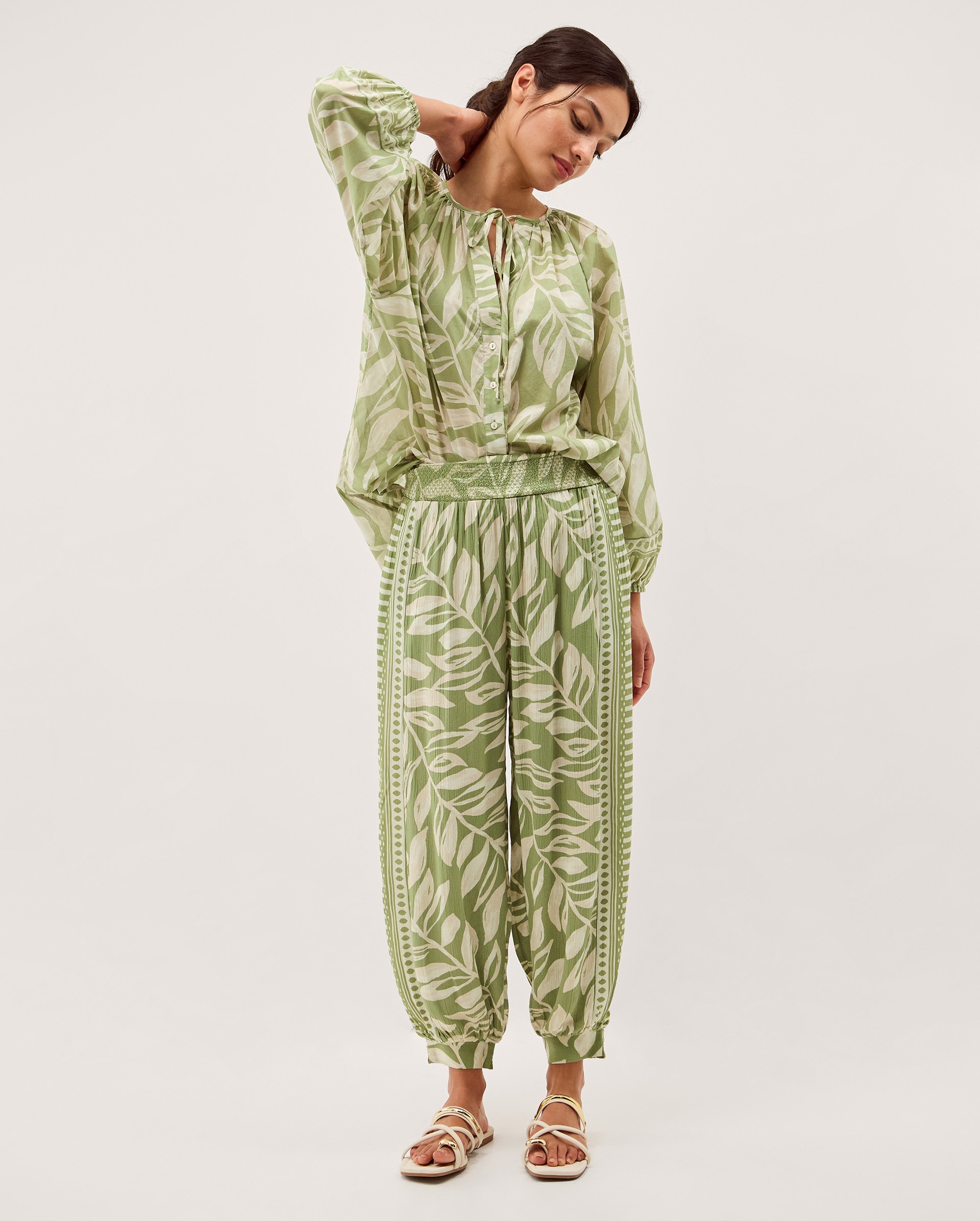 New In - Monsoon Lillie Leaf Print Harem Trousers