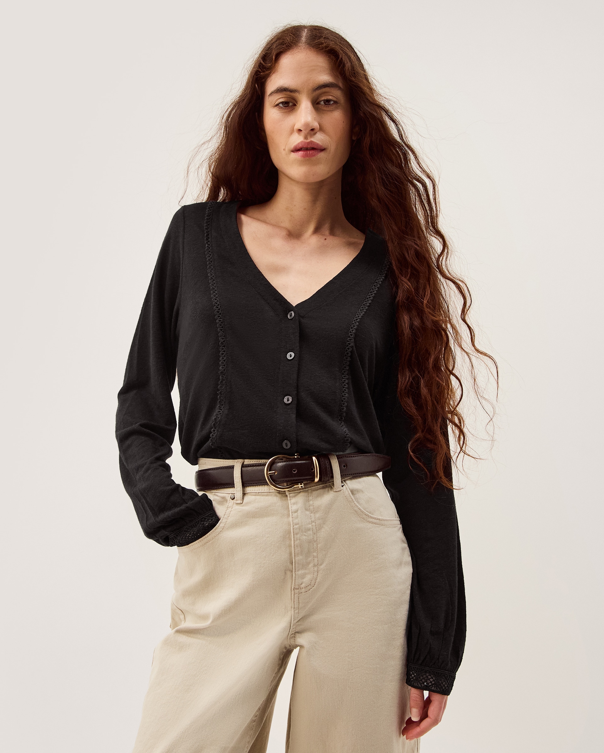 New In - Monsoon Laney Lace Linen Blend Top