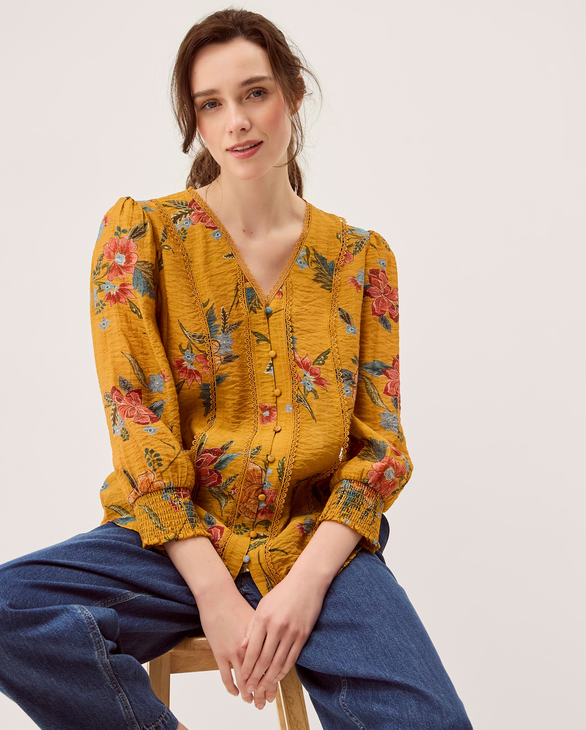 New In - Monsoon Rosaleigh V-Neck Floral Blouse