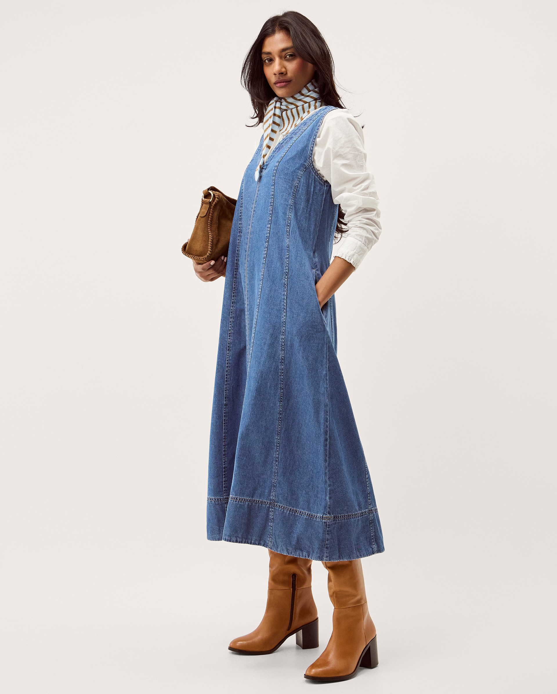 New In - Monsoon Tessa Denim Midi Dress