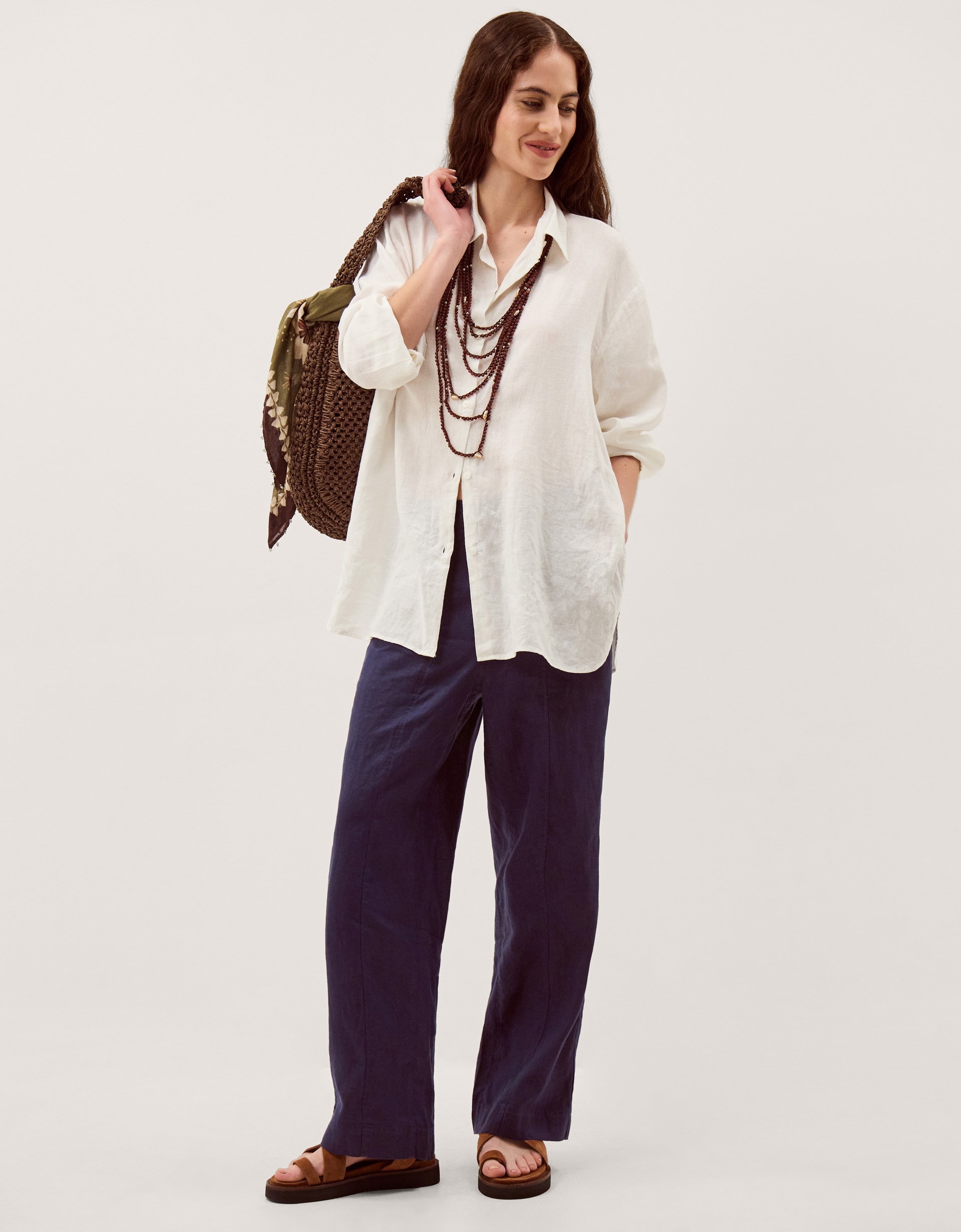 New In - Monsoon Lucy Straight Leg Linen Trousers
