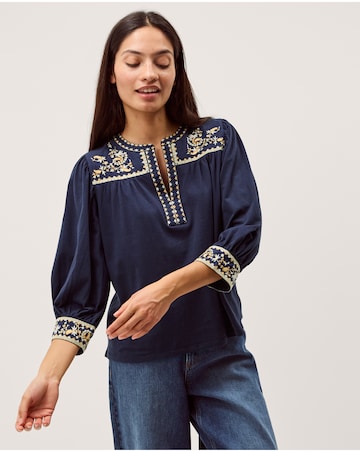 Monsoon Emi Embroidered Jersey Top