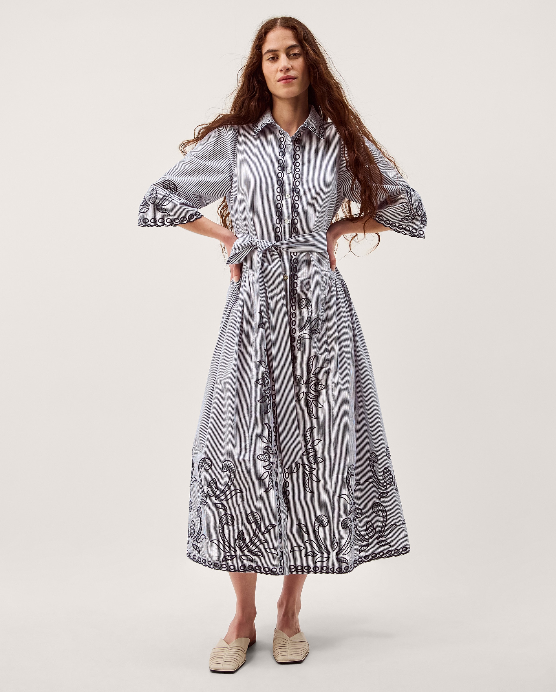 Monsoon Kirsty Stripe Midi Shirt Dress