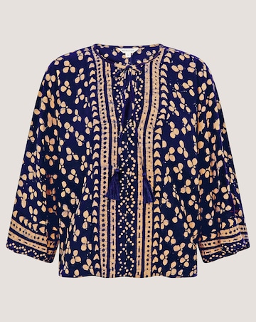 Monsoon Clover Print Tassel Top