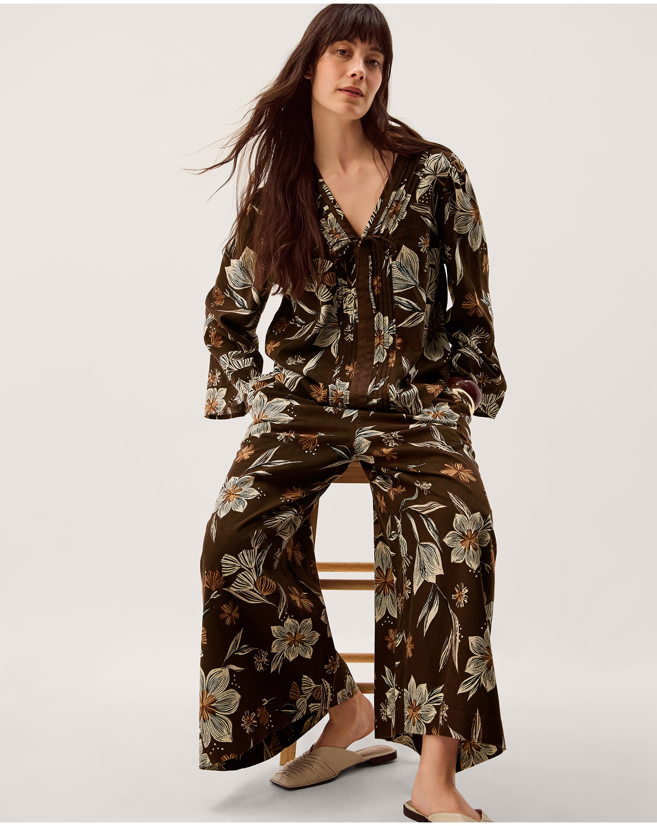 Monsoon Esther Floral Wide Leg Trousers