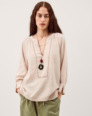 Monsoon Frida Stripe Linen-Blend Top