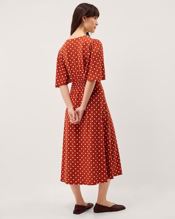 Monsoon Peri Polka Dot Jersey Midi Dress