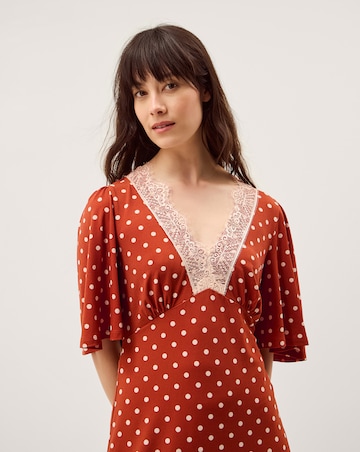Monsoon Peri Polka Dot Jersey Midi Dress