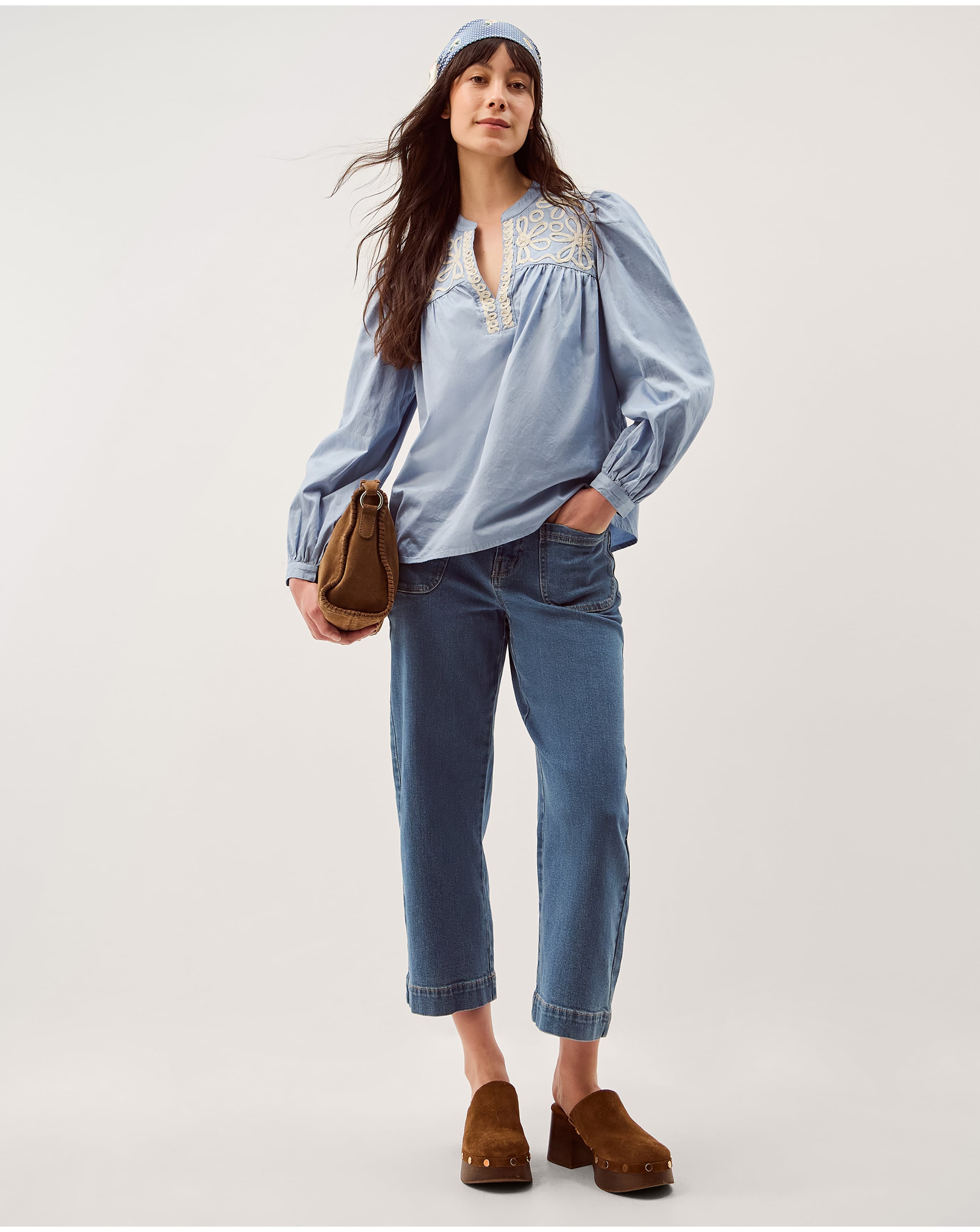 Monsoon Erica V-Neck Embroidered Blouse