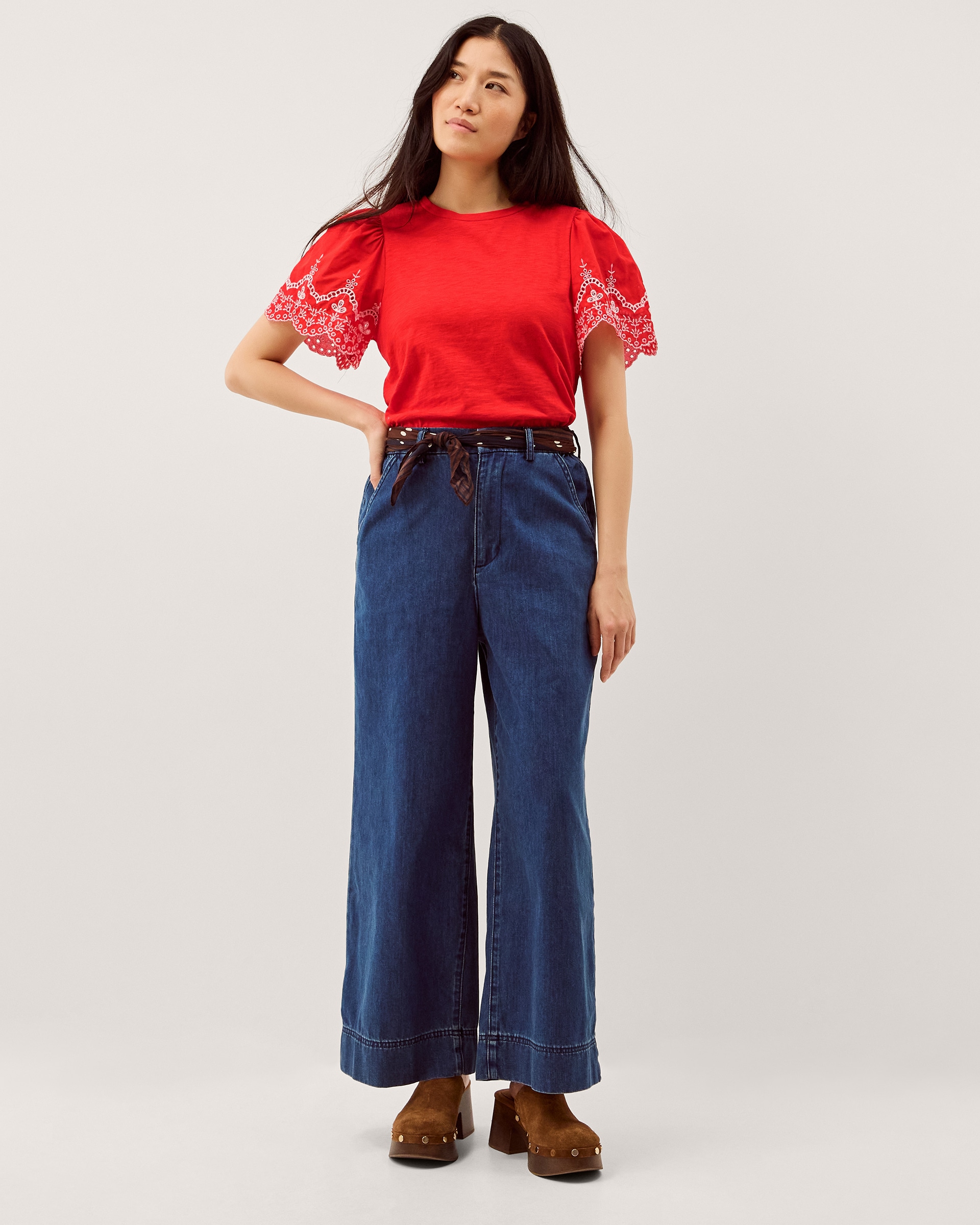 Monsoon Bree Broderie Jersey T-Shirt