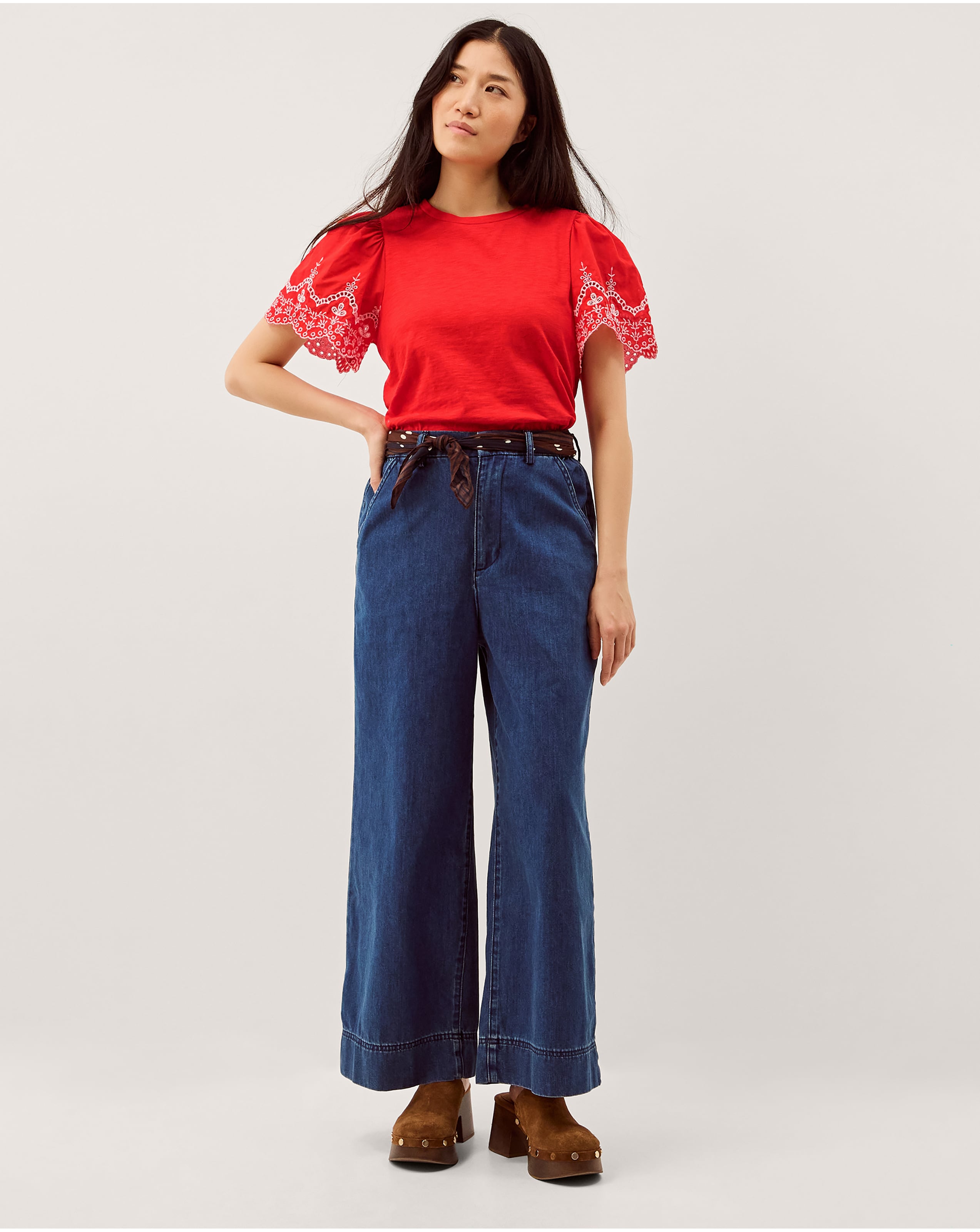 Monsoon Bree Broderie Jersey T-Shirt