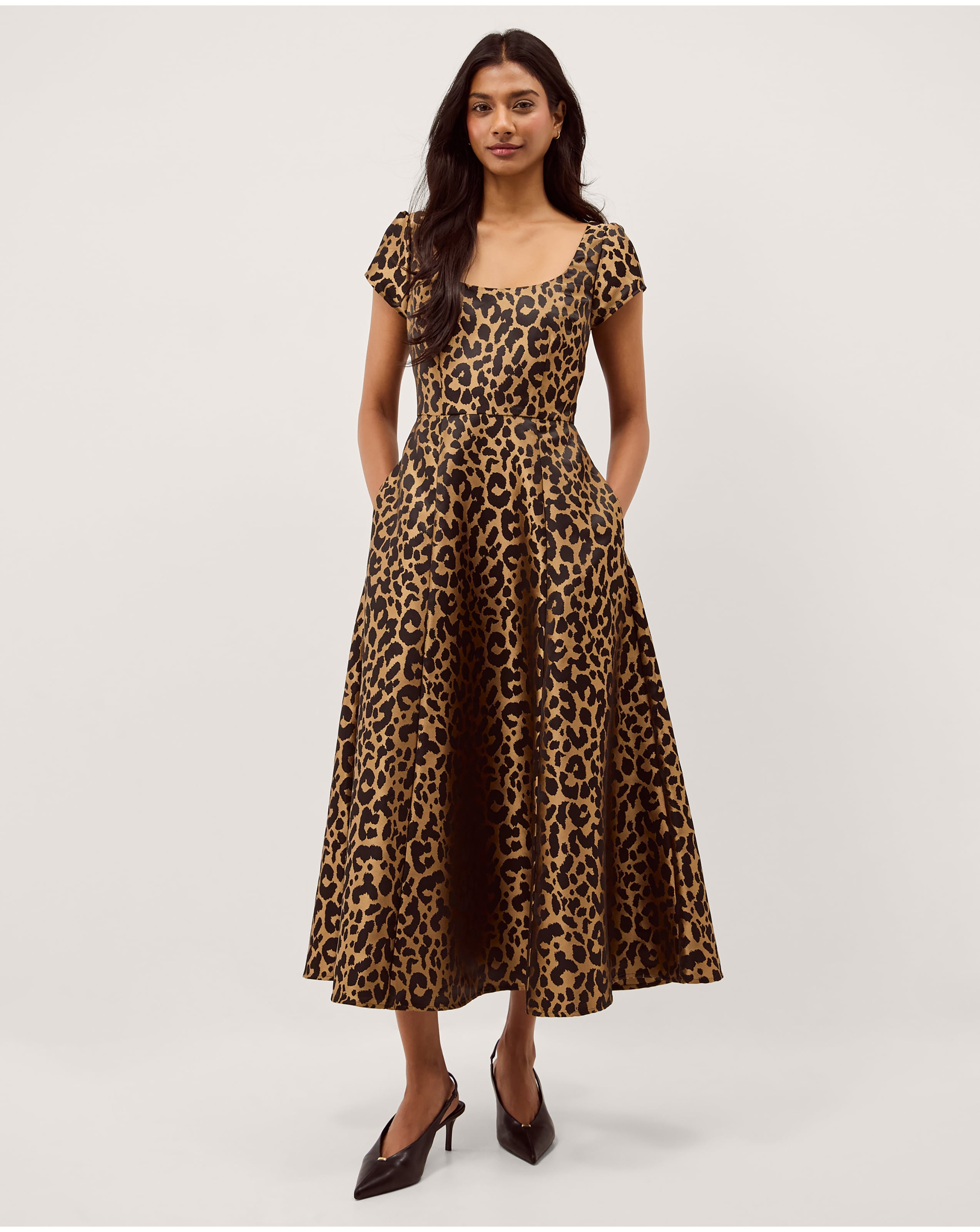 Anna Leopard Print Midi Dress