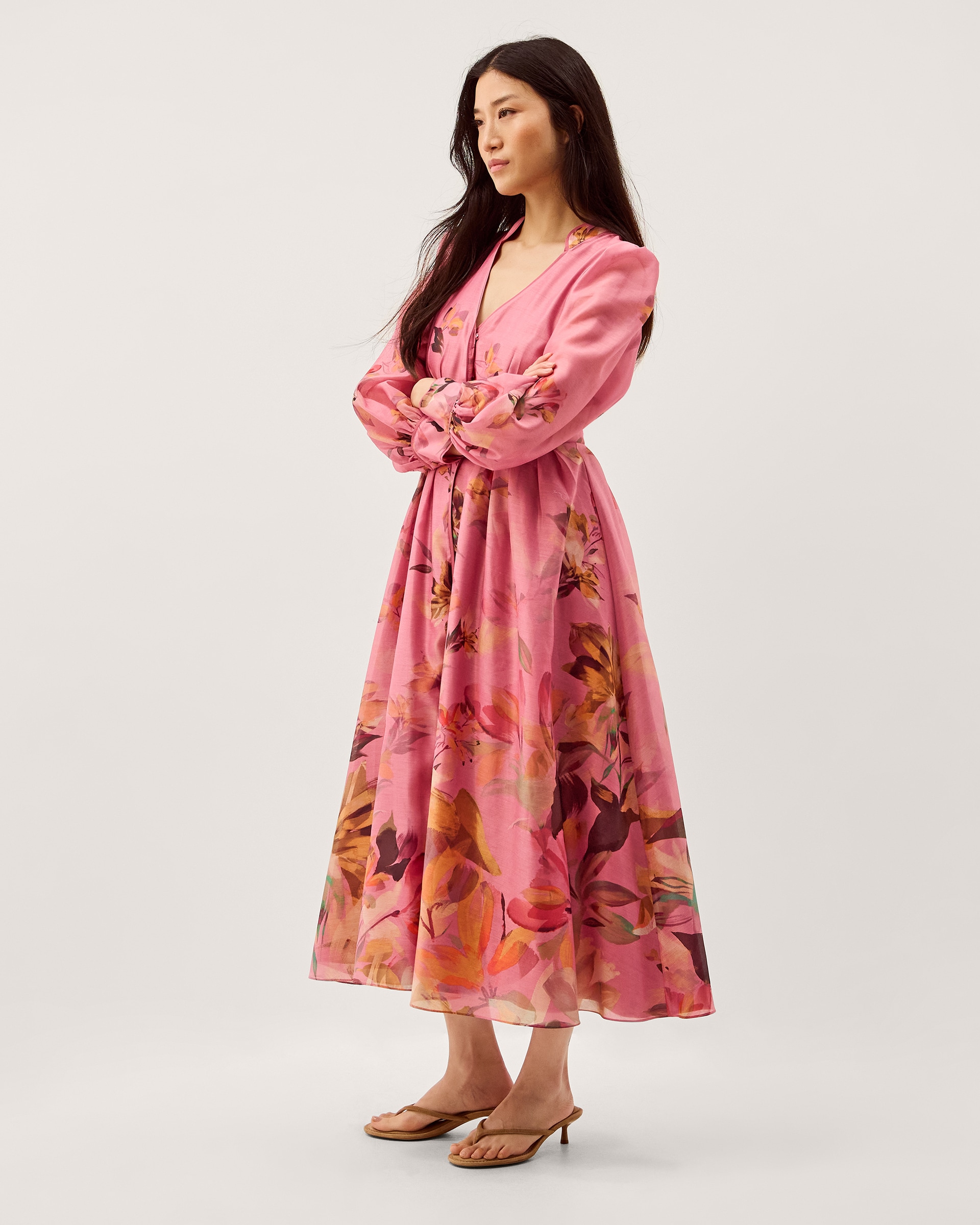 Monsoon Aimee V-Neck Floral Midi Dress