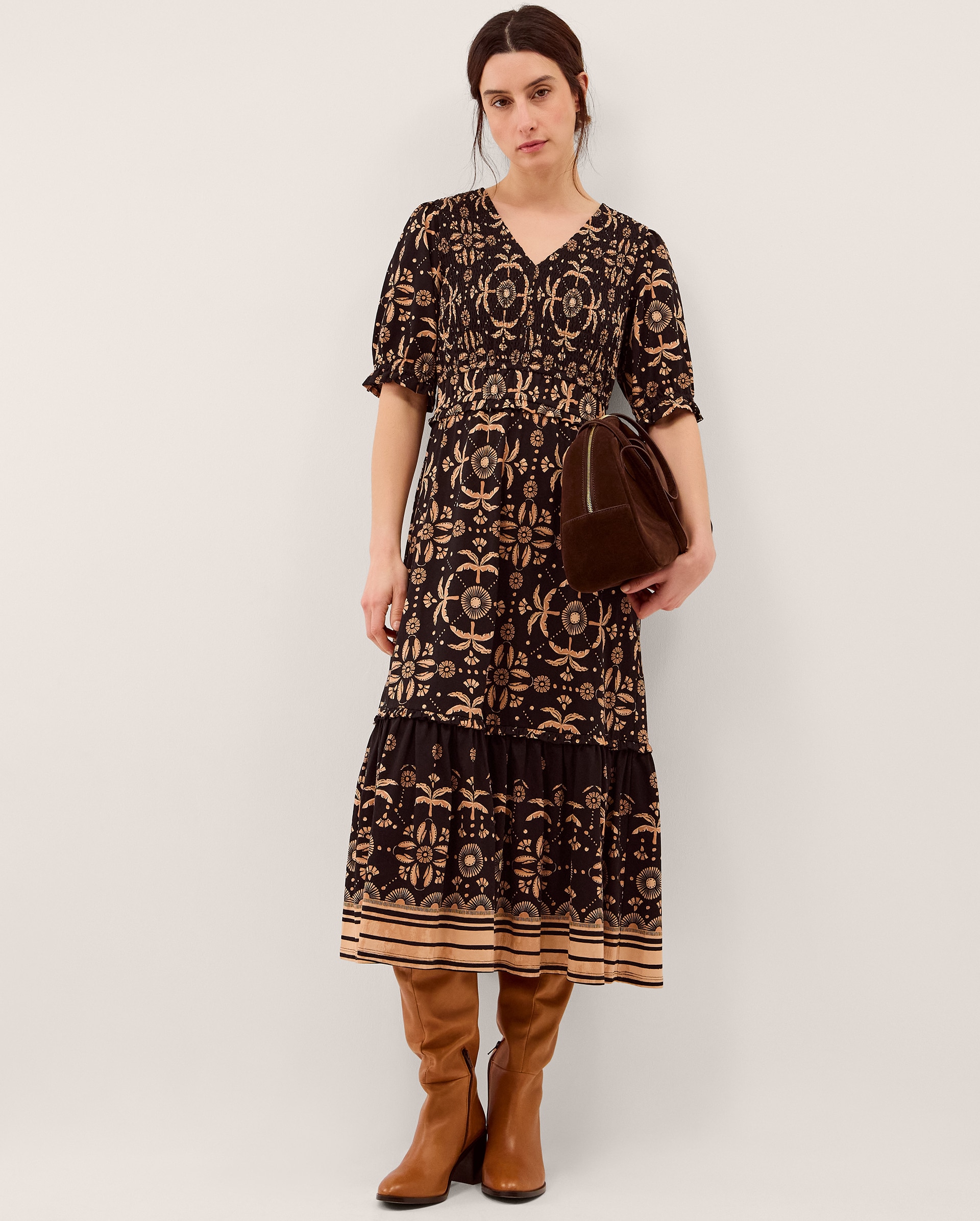 Monsoon Thalia Print Jersey Midi Dress