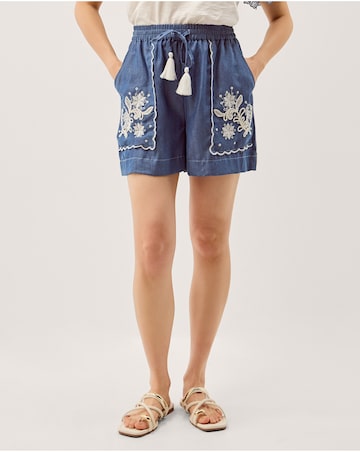 Monsoon Isla Embroidered Denim Shorts