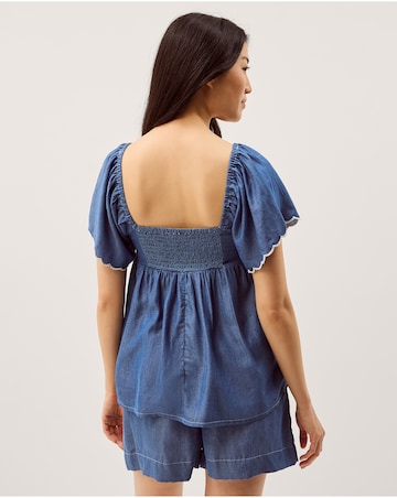 Monsoon Isla Short Sleeve Denim Top