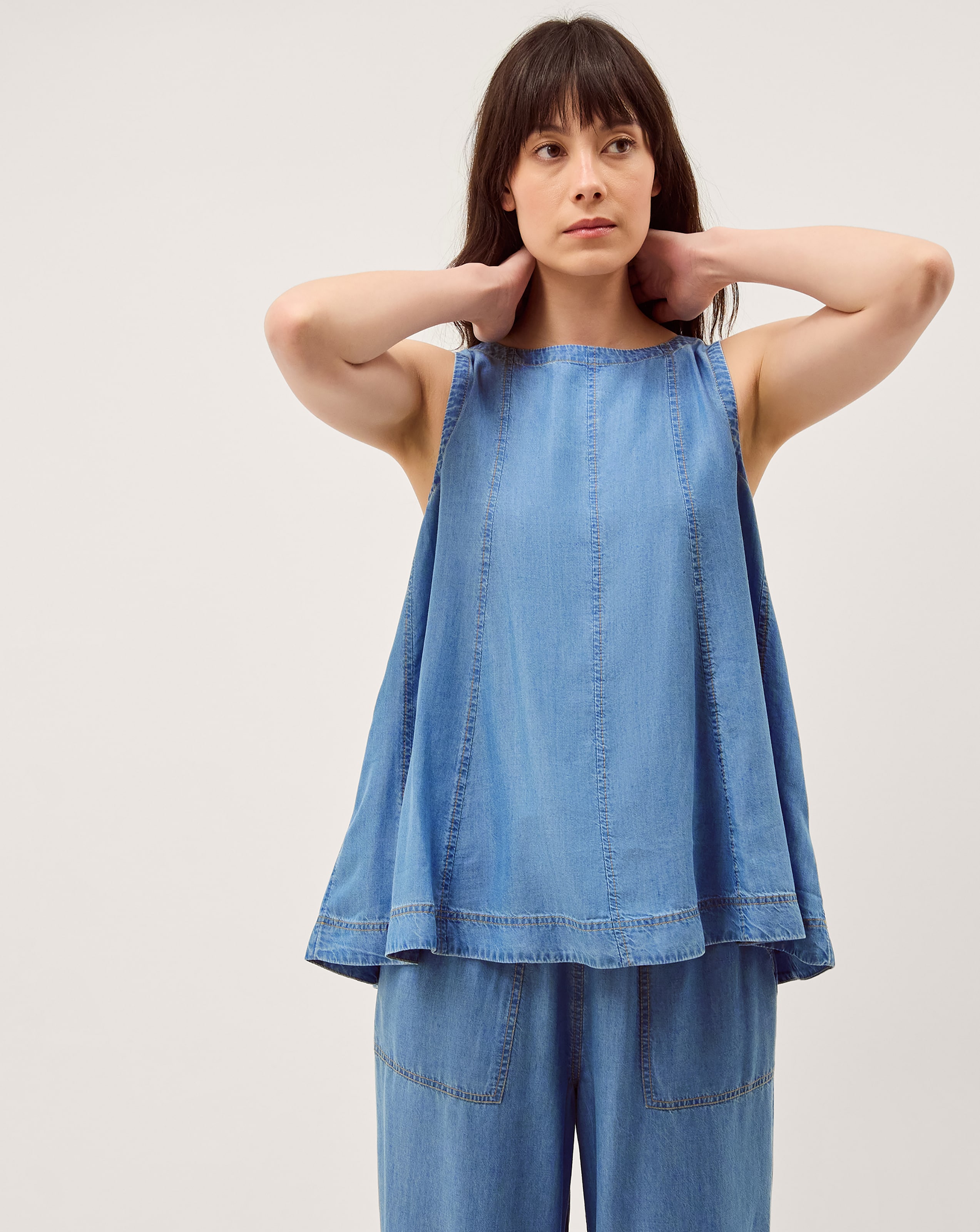 New In - Monsoon Daria Swing Chambray Tank Top