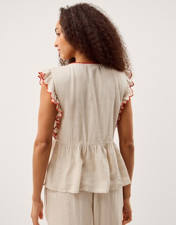Monsoon Rhea Embroidered Linen Blend Top