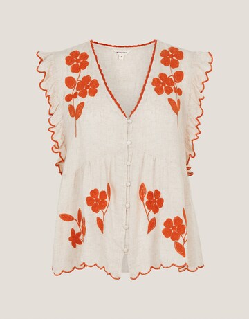Monsoon Rhea Embroidered Linen Blend Top