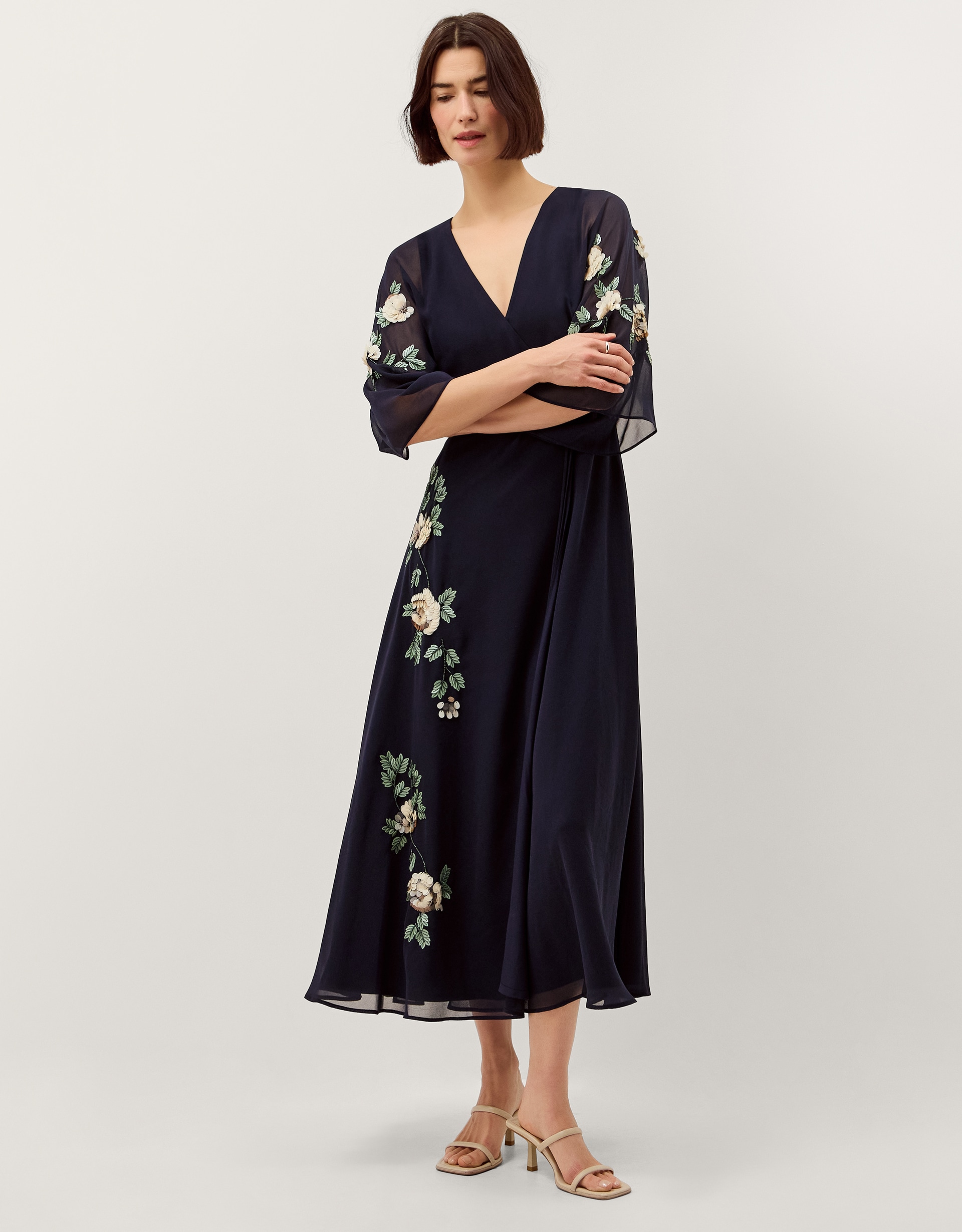 New In - Monsoon Clara Floral Midi Wrap Dress