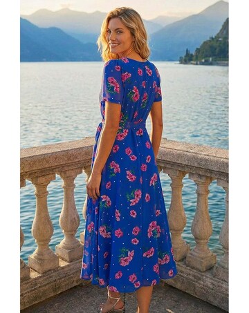 Roman Floral Pleated Chiffon Dress