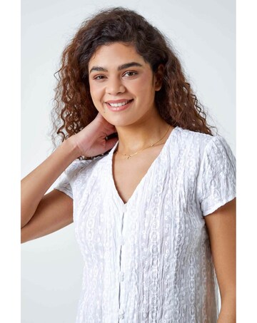 Roman Cotton Embroidered Crinkle Blouse